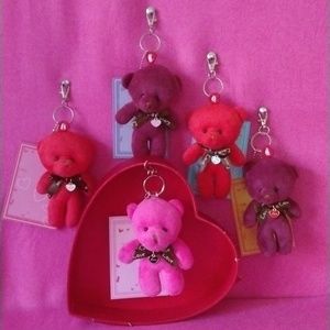 Love heart teddy bear purse charms